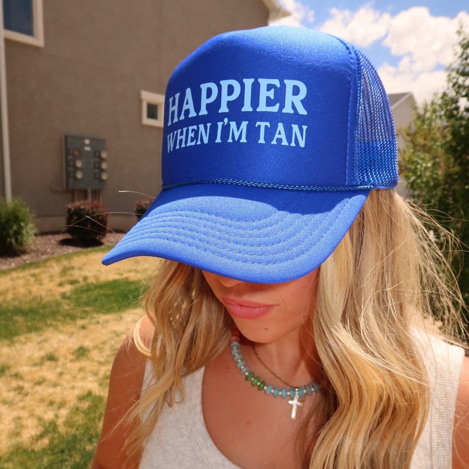 HAPPIER WHEN I'M TAN - BLUE